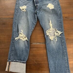 Levi 501 Distressed Blue Jeans